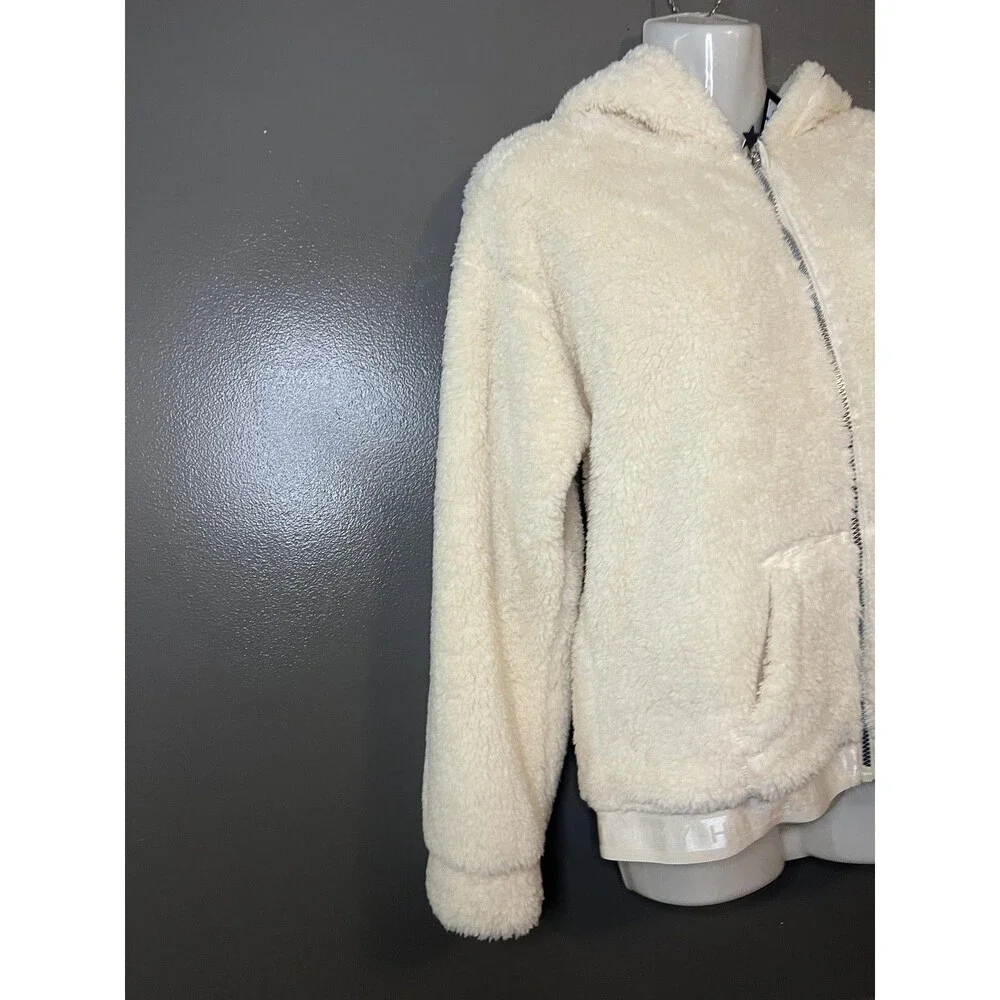 Tommy Hilfiger Hoodie Girls XL 16 White Swan Sherpa Fleece Zip Sweatshirt Logo